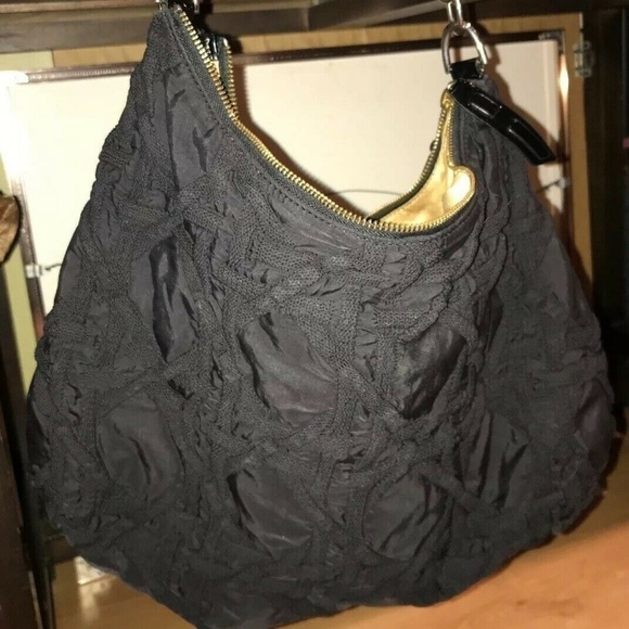 Stuart WeitzmanBlack Quilted Fabric Hobo Bag - Picture 9 of 16